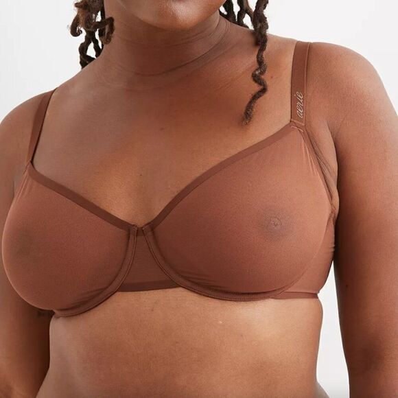 SMOOTHEZ by Aerie Mesh Unlined Bra Balconette Brown NWT - Picture 2 of 9